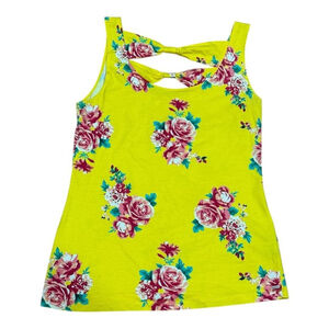 Garage Tank Top Womens Large Floral Bow Back Sleeveless Summer Casual Shirt